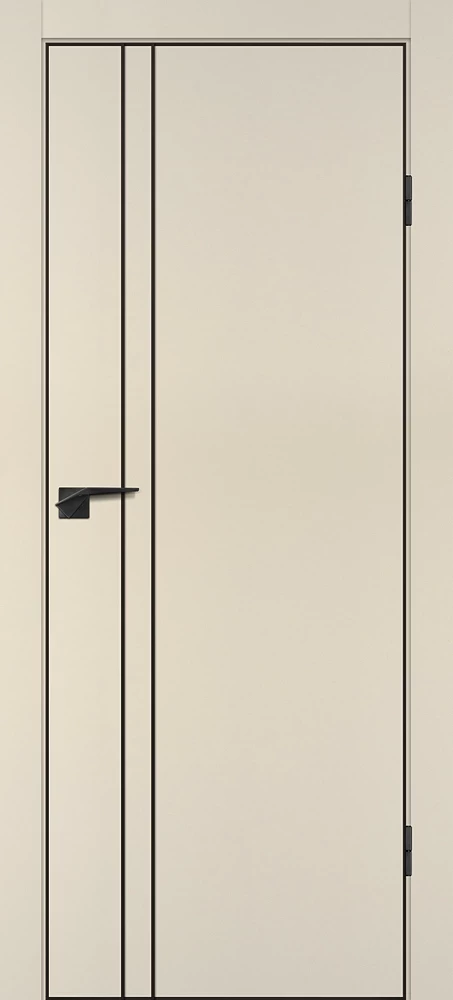 Фото Межкомнатная дверь P-20  черный молдинг PET,  кромка ABS черная c 4-х ст. Бежевый матовый