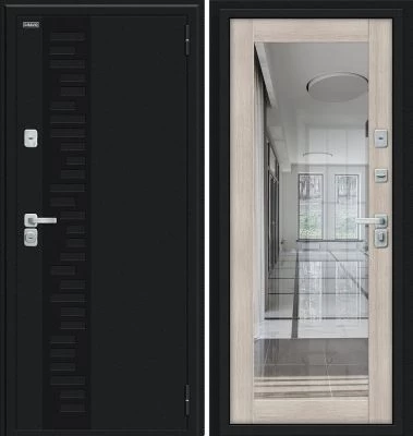 Дверь Браво Thermo Флэш Декор-2 Букле черное/Cappuccino Veralinga