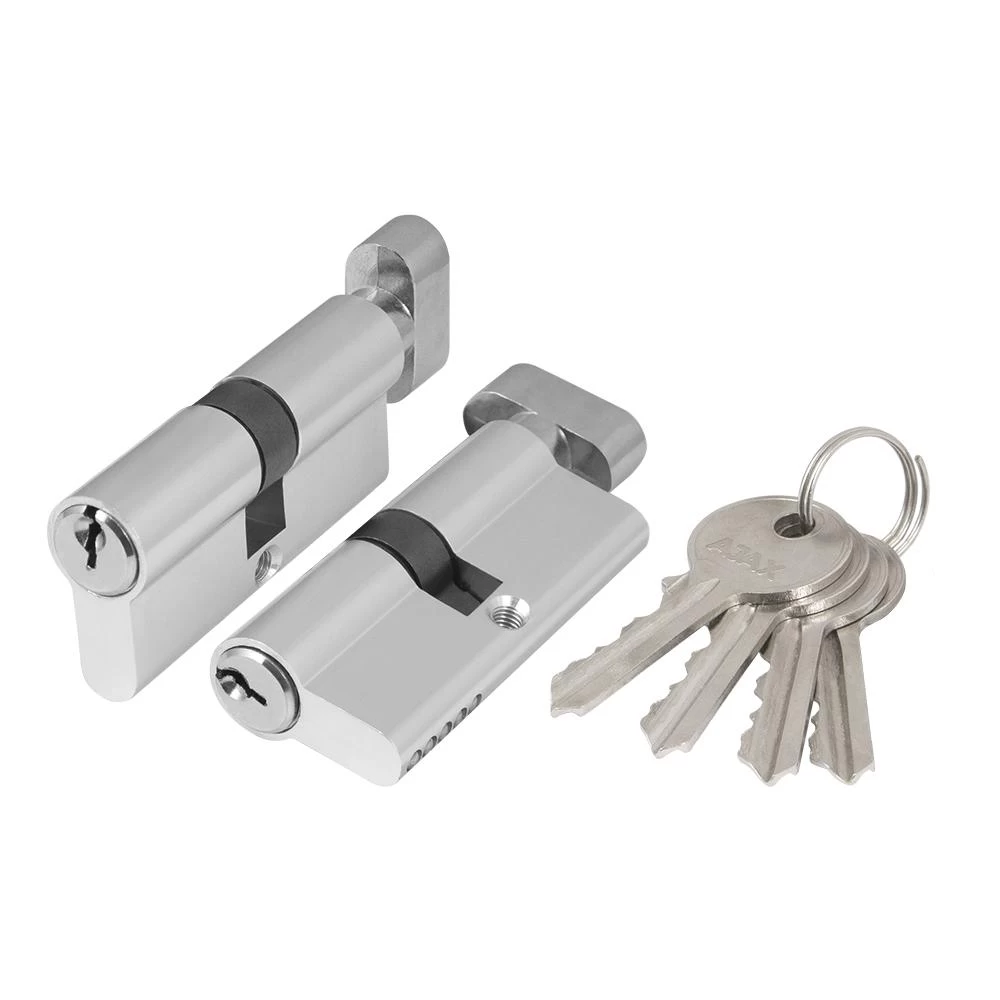 Фото Цилиндровый механизм (AX102/70) AX1002Knob70 (30+10+30)/HD CP хром 4Key с вертушкой