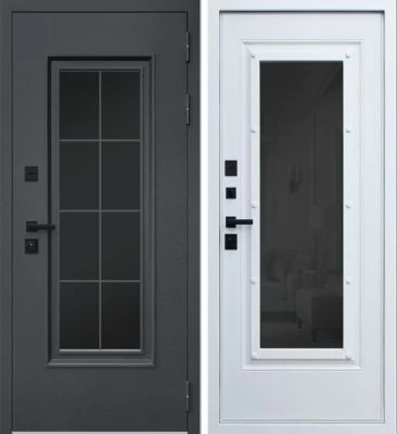 Дверь Titanium с Окном и Английской Решеткой Терморазрыв 3К