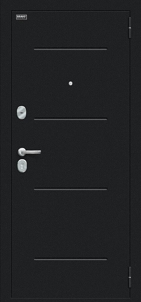 Фото Входная дверь Лайн Букле черное/Snow Melinga BR5301 внешняя сторона