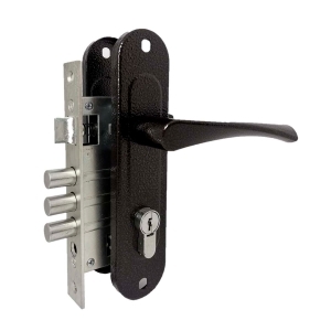 Замок врезной цилиндровый с защёлкой в комплекте с ручкой ЗВ4-60/07 (медь антик), 4 кл.