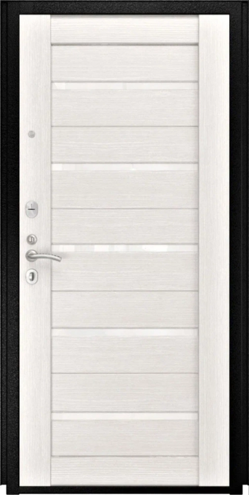Входная дверь ДвериПРО Модель L-48 СБ-1 (лак. белое, 16мм, беленый дуб) DPRO196025 внутренняя сторона